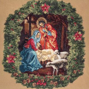 Arazzo Presepe fondo beige  (cm 35×35)